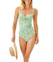 Lilly Pulitzer Solaria Make Lemonade Shirred Tank One Piece Swimsuit