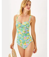 Lilly Pulitzer Solaria Make Lemonade Shirred Tank One Piece Swimsuit