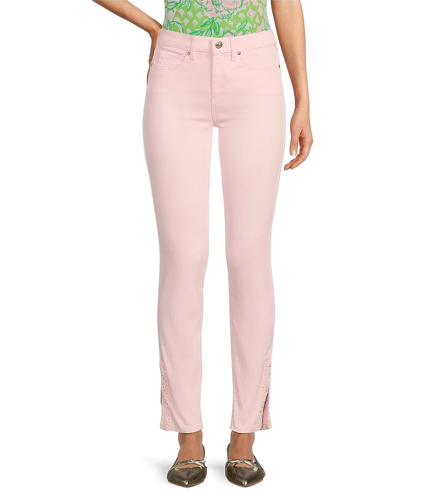 Lilly Pulitzer South Ocean High Rise Lace Hem Jeans