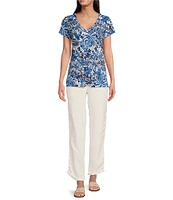 Lilly Pulitzer Taron Linen Mid-Rise Tapered Straight Leg Drawstring Pull-On Pants