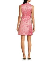 Lilly Pulitzer Tazie Ditsy Daisy Metallic Brocade Collar Neck Sleeveless Fit-And-Flare Dress