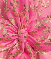 Lilly Pulitzer Tazie Ditsy Daisy Metallic Brocade Collar Neck Sleeveless Fit-And-Flare Dress