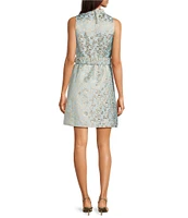 Lilly Pulitzer Tazie Ditsy Daisy Metallic Brocade Collar Neck Sleeveless Fit-And-Flare Dress