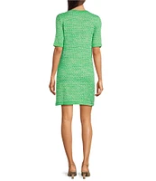 Lilly Pulitzer Theodorah Metallic Resort Tweed Collar Neck Short Sleeve Button Front Dress