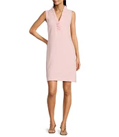 Lilly Pulitzer Tisbury Knit V-Neck Sleeveless Ruffle Detail Sheath Dress