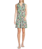 Lilly Pulitzer x Disney Riegan Lilly Hearts Disney Print Point Collar Sleeveless Ruffle Hem Shirtdress