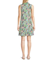 Lilly Pulitzer x Disney Riegan Lilly Hearts Disney Print Point Collar Sleeveless Ruffle Hem Shirtdress