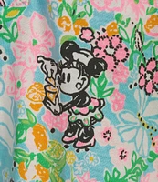 Lilly Pulitzer x Disney Riegan Lilly Hearts Disney Print Point Collar Sleeveless Ruffle Hem Shirtdress