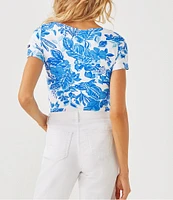 Lilly Pulitzer x Saint James Garde Cote Azure Soleil Round Neck Short Sleeve Knit Top