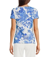 Lilly Pulitzer x Saint James Garde Cote Azure Soleil Round Neck Short Sleeve Knit Top