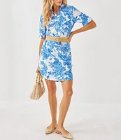 Lilly Pulitzer x Saint James Leonie Azure Soleil Print Short Sleeve Cotton Shirt Dress