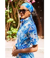 Lilly Pulitzer x Saint James Leonie Azure Soleil Print Short Sleeve Cotton Shirt Dress