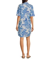 Lilly Pulitzer x Saint James Leonie Azure Soleil Print Short Sleeve Cotton Shirt Dress
