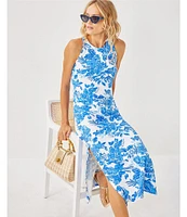 Lilly Pulitzer x Saint James Maxine Soleil Floral Print Round Neck Sleeveless Midi Dress
