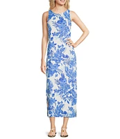 Lilly Pulitzer x Saint James Maxine Soleil Floral Print Round Neck Sleeveless Midi Dress