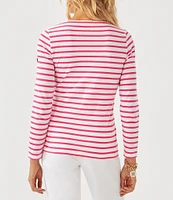 Lilly Pulitzer x Saint James Minquidame Contrast Stripe Round Neck Long Sleeve Cotton Tee