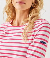 Lilly Pulitzer x Saint James Minquidame Contrast Stripe Round Neck Long Sleeve Cotton Tee