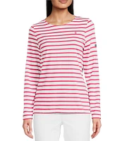 Lilly Pulitzer x Saint James Minquidame Contrast Stripe Round Neck Long Sleeve Cotton Tee