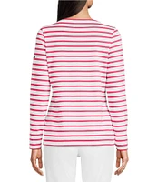 Lilly Pulitzer x Saint James Minquidame Contrast Stripe Round Neck Long Sleeve Cotton Tee