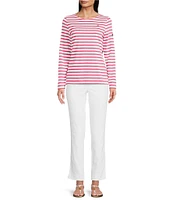 Lilly Pulitzer x Saint James Minquidame Contrast Stripe Round Neck Long Sleeve Cotton Tee