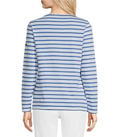 Lilly Pulitzer x Saint James Minquidame Contrast Stripe Round Neck Long Sleeve Cotton Tee