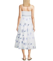 Lilly Pulitzer Zanna Castaway Embroidery V-Neck Sleeveless Fit-And-Flare Midi Dress