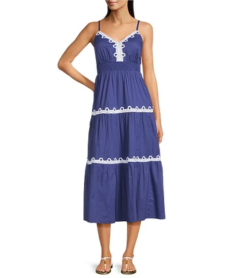 Lilly Pulitzer Zanna V-Neck Sleeveless Tiered Fit-And-Flare Midi Dress