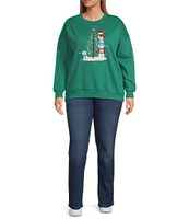 Lisa International Plus Size Applique Snowmen Christmas Tree Holiday Sweater