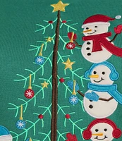 Lisa International Plus Size Applique Snowmen Christmas Tree Holiday Sweater