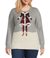 Lisa International Plus Size Sequin Embroidered Mrs. Claus Christmas Sweater