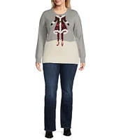 Lisa International Plus Size Sequin Embroidered Mrs. Claus Christmas Sweater