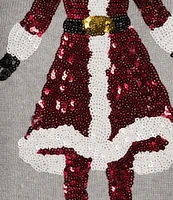 Lisa International Sequin Embroidered Mrs. Claus Christmas Sweater