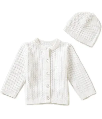 Little Me Baby 3-12 Months Huggable Cable-Knit Sweater and Hat Set