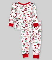 Little Me Baby 12-24 Months Long Sleeve Ho Ho Ho Printed Pajama Top & Matching Pajama Pant Set