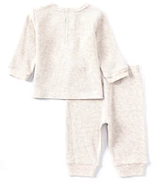 Little Me Baby Boys 3-12 Months Long Sleeve Bear Face Waffle-Knit Sweatshirt & Matching Jogger Pant Set