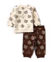 Little Me Baby Boys 3-12 Months Long Sleeve Bear-Printed Sweatshirt & Jogger Pant Set