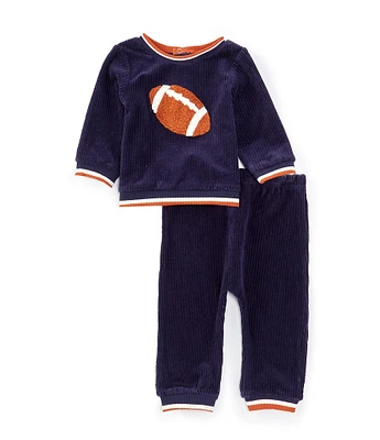 Little Me Baby Boys 3-12 Months Long-Sleeve Football-Applique Velour Sweatshirt & Velour Jogger Pant Set