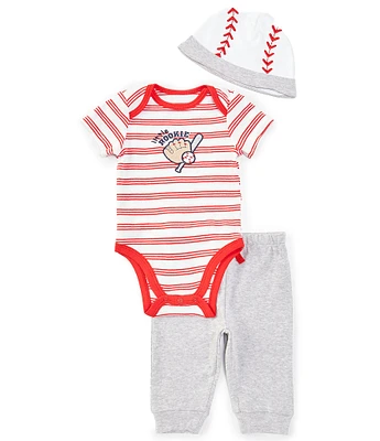 Little Me Baby Boys 3-12 Months Short Sleeve Baseball-Inspired Striped Bodysuit & Solid Jogger Pant Set