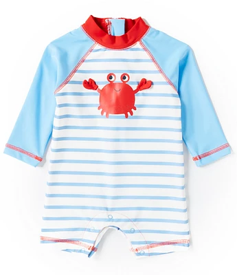 Little Me Baby Boys 6-24 Months Raglan Sleeve Crab Rashguard Swim Suit