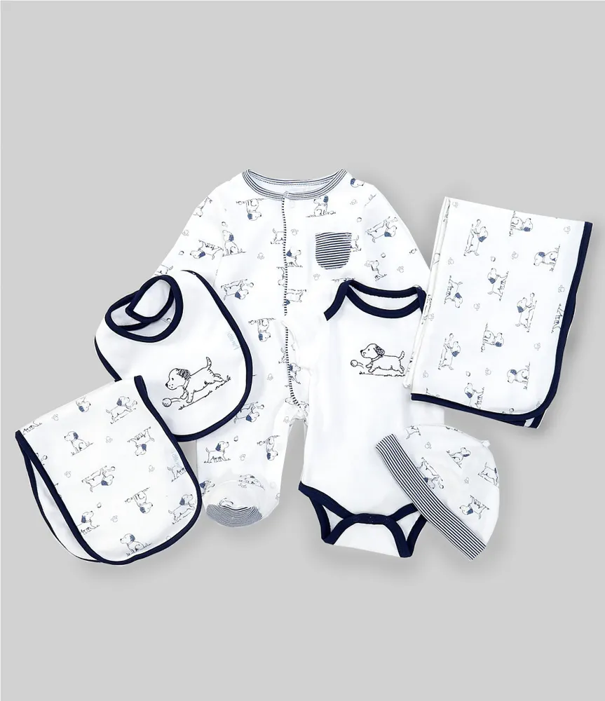 Little Me Baby Boys Newborn-6 Months Puppy Toile 6-Piece Gift Box Layette Set