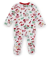 Little Me Baby Boys Newborn-9 Months Long Sleeve Ho Ho Ho Footed Coverall