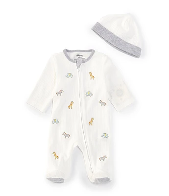 Little Me Baby Boys Newborn-9 Months Long Sleeve Schiffli-Embroidered Safari Animal Footie Coverall