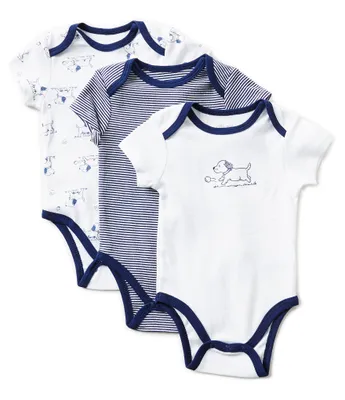 Little Me Baby Boys Newborn-9 Months Puppy Toile Bodysuit Three-Pack