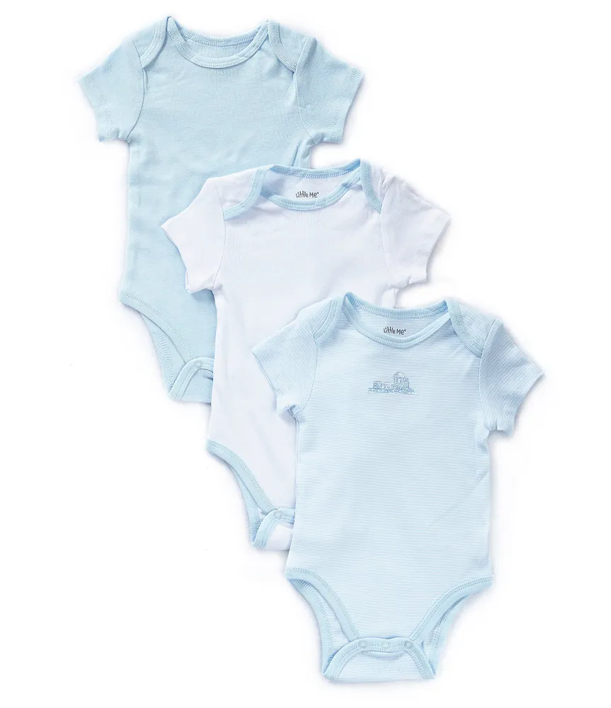 Little Me Baby Boys Newborn-9 Months Train Bodysuit 3-Pack