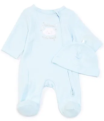 Little Me Baby Boys Preemie-6 Months Long-Sleeve New World Footed Coverall & Hat Set