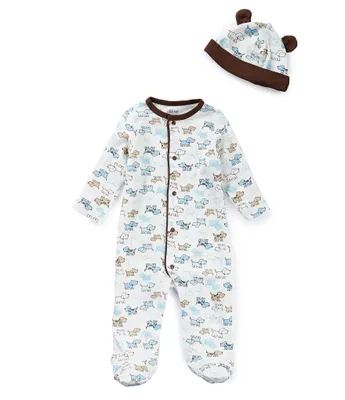 Little Me Baby Boys Preemie-9 Months Cute Puppy Footie Coverall & Hat Set