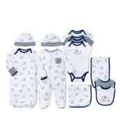 Little Me Puppy Toile Printed/Solid Bibs & Burpcloth Three-Piece Set