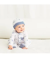 Little Me Baby Boys Preemie-9 Months Puppy Toile Printed Footie Coverall & Hat Set