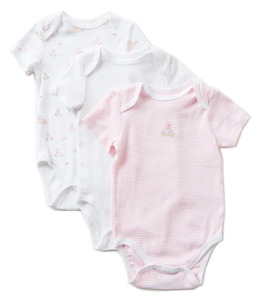 Little Me Baby Bunnies Baby Girls Newborn-9 Months Bodysuit Three-Pack