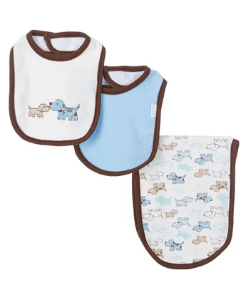 Little Me Baby Cute Puppies Bib & Burp Set